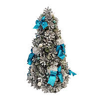 Ёлка новогодняя декоративная из натуральных серебристых шишек 25х50 см (NY1)
