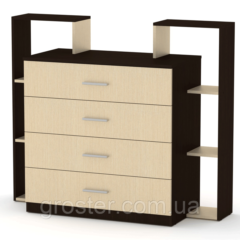 Комод-4-2 з полицями для спальні, вітальні та кабінету, фото 1