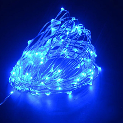 Світлодіодна LED Гірлянда 5м на батарейках | Синій, фото 3