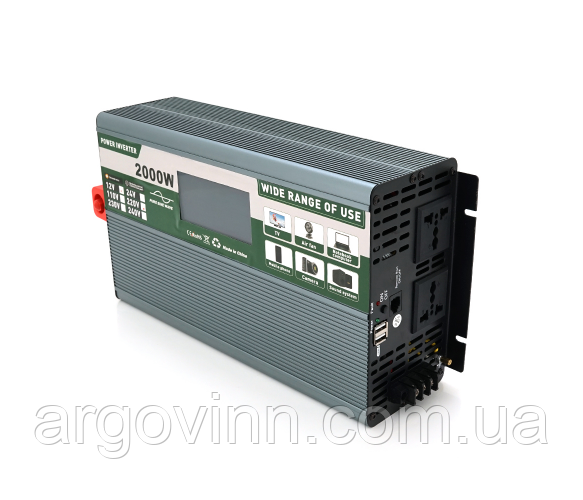 Інвертор напруги Demuda DMDPSW-2000W, 12V/220V, 2000W з правильною синусоїдою