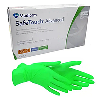 Нитриловые перчатки Medicom SafeTouch Advanced, размер XS, зеленые, 100 шт