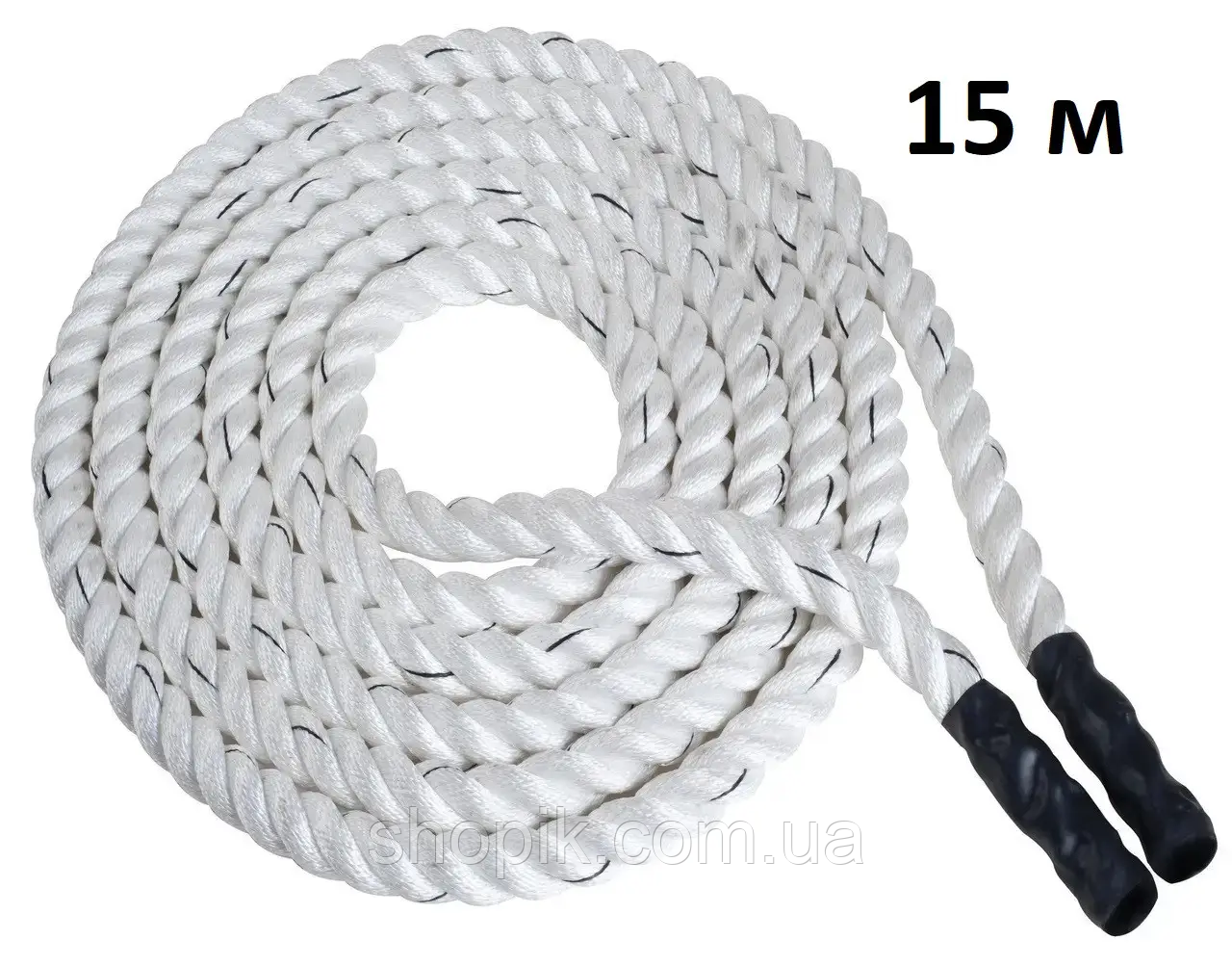 Канат для кросфіту Бойовий канат 15 м Battle Rope White Shopik