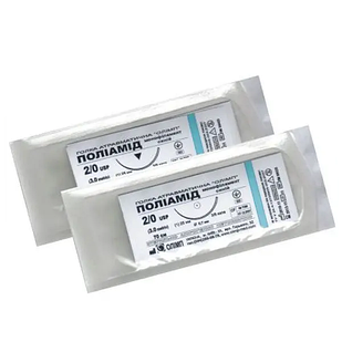 Шовний матеріал поліамід 4/0 колючий