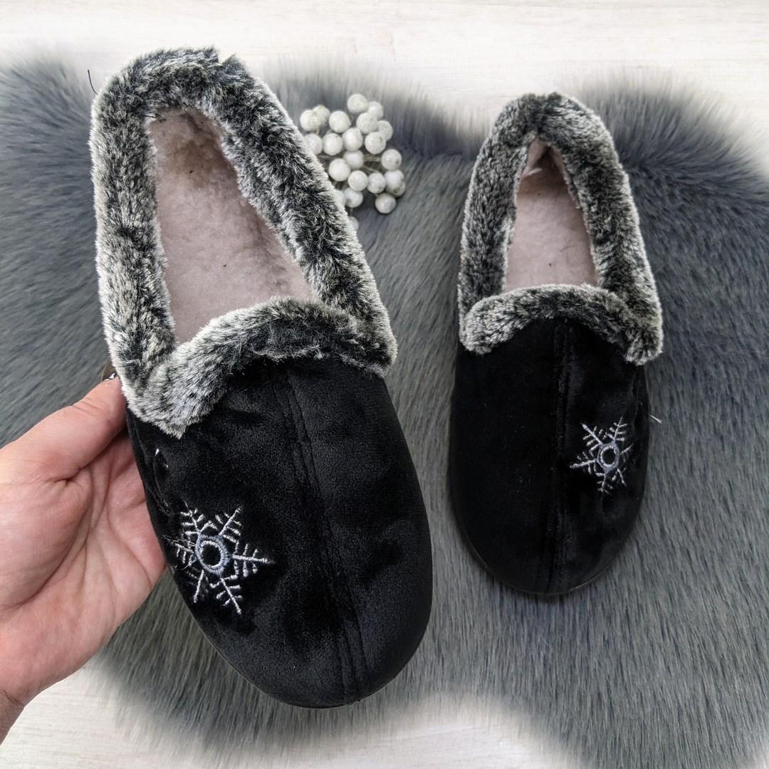 Тапочки чуні жіночі велюрові чорні на хутрі SV 2878, фото 1