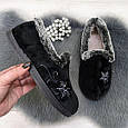 Тапочки чуні жіночі велюрові чорні на хутрі SV 2878, фото 3