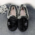 Тапочки чуні жіночі велюрові чорні на хутрі SV 2878, фото 4