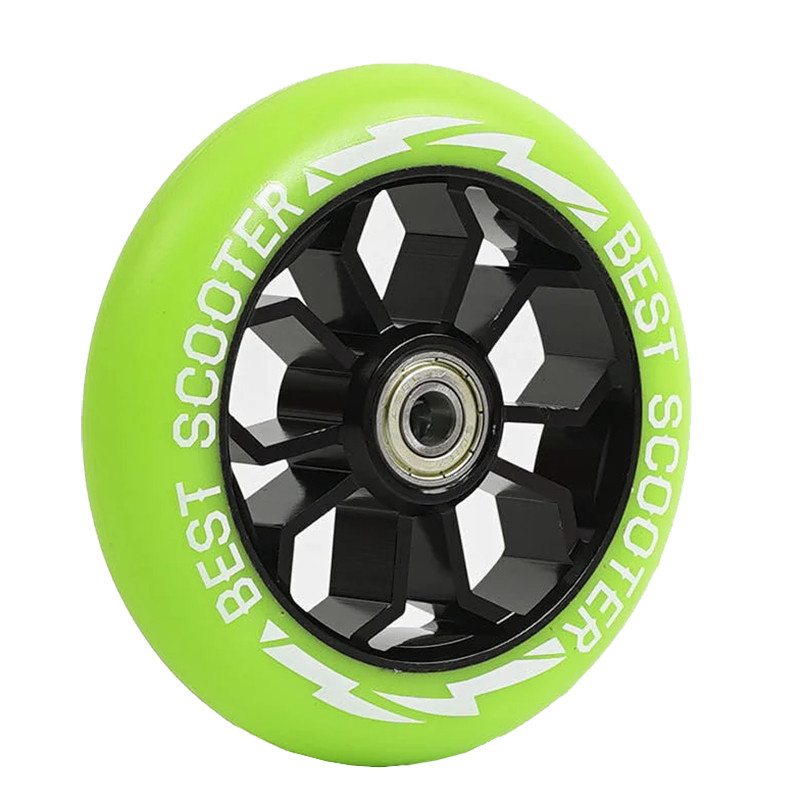 Колесо для трюкового самоката Best Scooter CX1077, алюміній, 110 мм PU, Салатове Неон