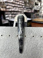 Заколка зажим утка металлическая серебристого цвета с серым узором длинна 8,5 см ширина 2 см