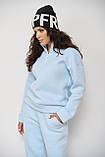 Модний жіночий флісовий спортивний костюм, спортивний жіночий костюм на флісі з кишенями блакитного кольору XL, фото 5