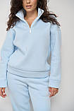 Модний жіночий флісовий спортивний костюм, спортивний жіночий костюм на флісі з кишенями блакитного кольору XL, фото 6