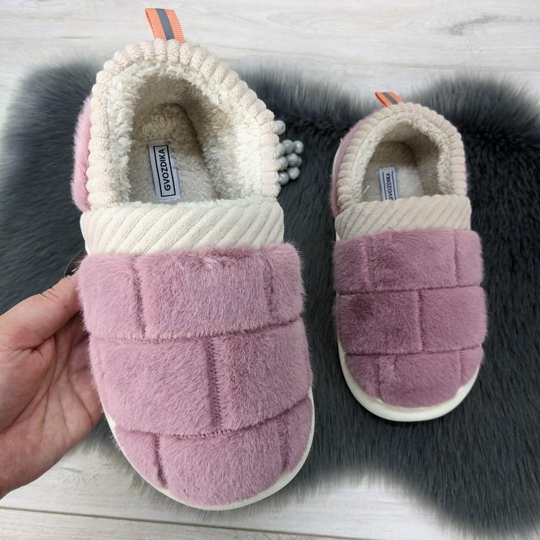 Капці чуні жіночі теплі із задником бузкові Gvozdika 4241, фото 1