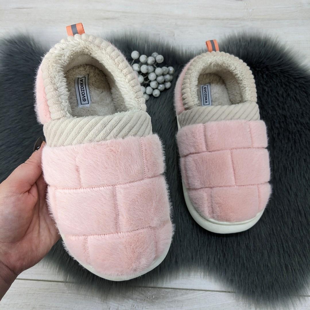 Капці чуні жіночі теплі із задником рожеві Gvozdika 4241, фото 1