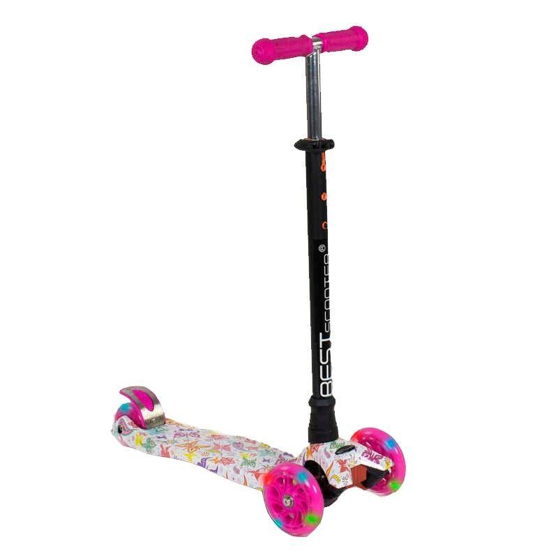 Самокат А 25593 /779-1336 MAXI "Best Scooter" пластмасовий, 4 колеса PU, СВІТЛО, трубка керма алюмінієва, d=12см, в коробці