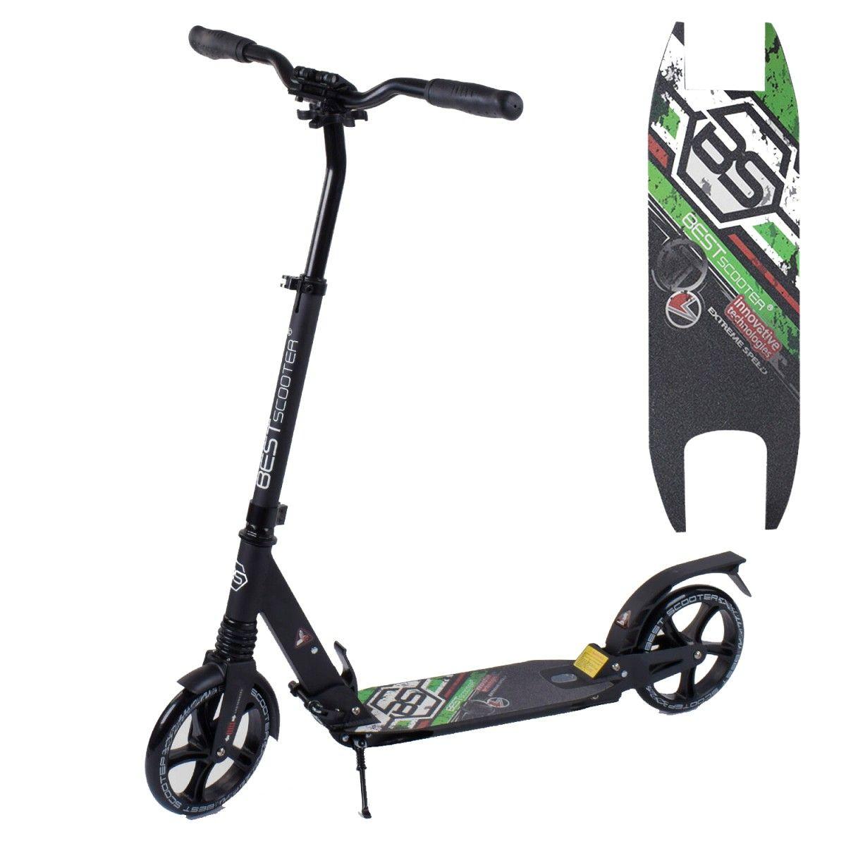Самокат двоколісний складаний Best Scooter 33006 Чорно-зелений