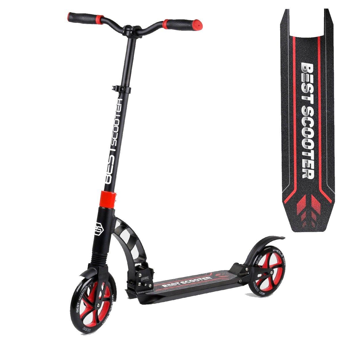 Самокат двоколісний складаний Best Scooter 42923 Чорний з червоним, фото 1