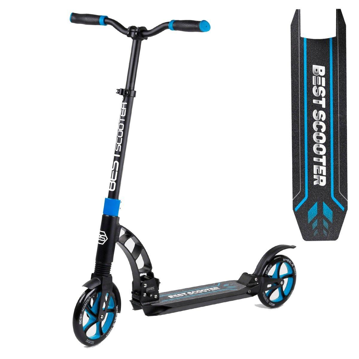 Самокат двоколісний складаний Best Scooter 44073 Чорний з блакитним