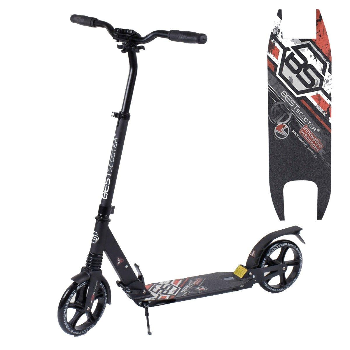 Самокат двоколісний складаний Best Scooter 54394 Чорний з червоним