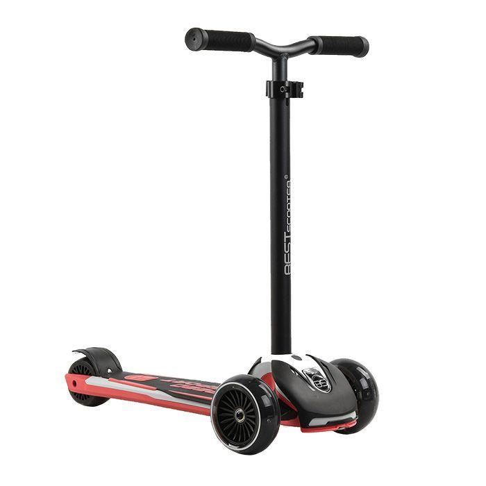 Самокат триколісний Best Scooter HW-00505 MAXI, алюмінієве кермо, що знімається, колеса PU зі світлом, Чорно-рожевий