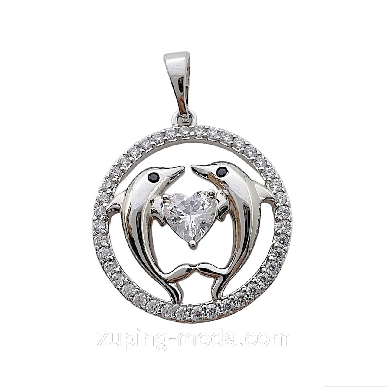 Кулон дельфін xuping. 20 мм. Родій, фото 1