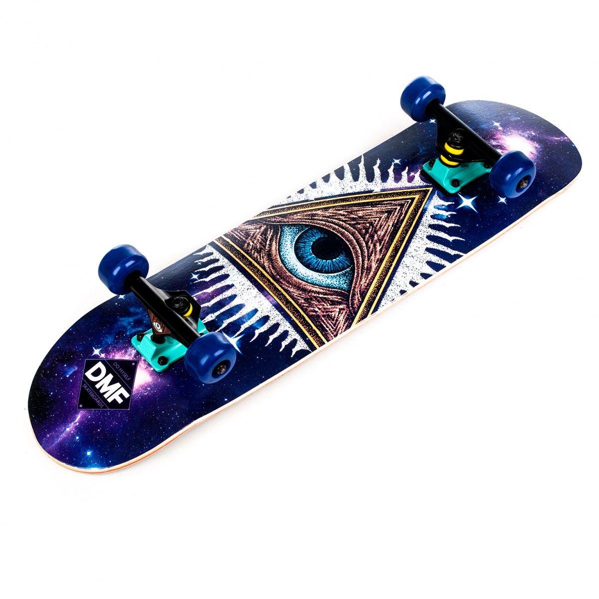 Скейтборд дерев'яний від Fish Skateboard EYE з малюнком, з посиленою підвіскою