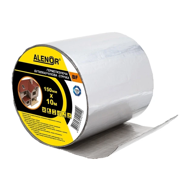 Бутилкаучукова фольгована герметизувальна стрічка Аленор BF — 150 мм*10 м (сіра), фото 1