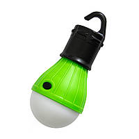 Светодиодная лампа на батарейках 3хААА Черно-зеленая лампочка в палатку, фонарь лампа на батарейках (NS)