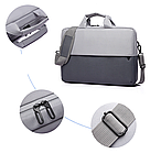 Сумка для ноутбука чорно-сіра 15.6"  Містка сумка для ноутбука Захисна сумка для ноутбука 15 дюймів чорно-сіра, фото 9