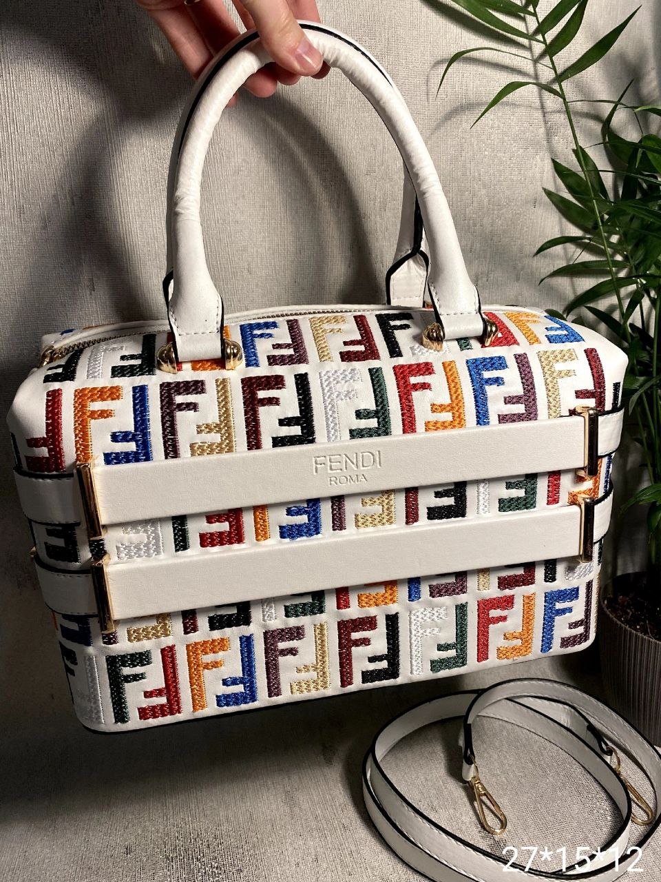 Жіноча сумка Fendi 27*15*12см, біла 931433