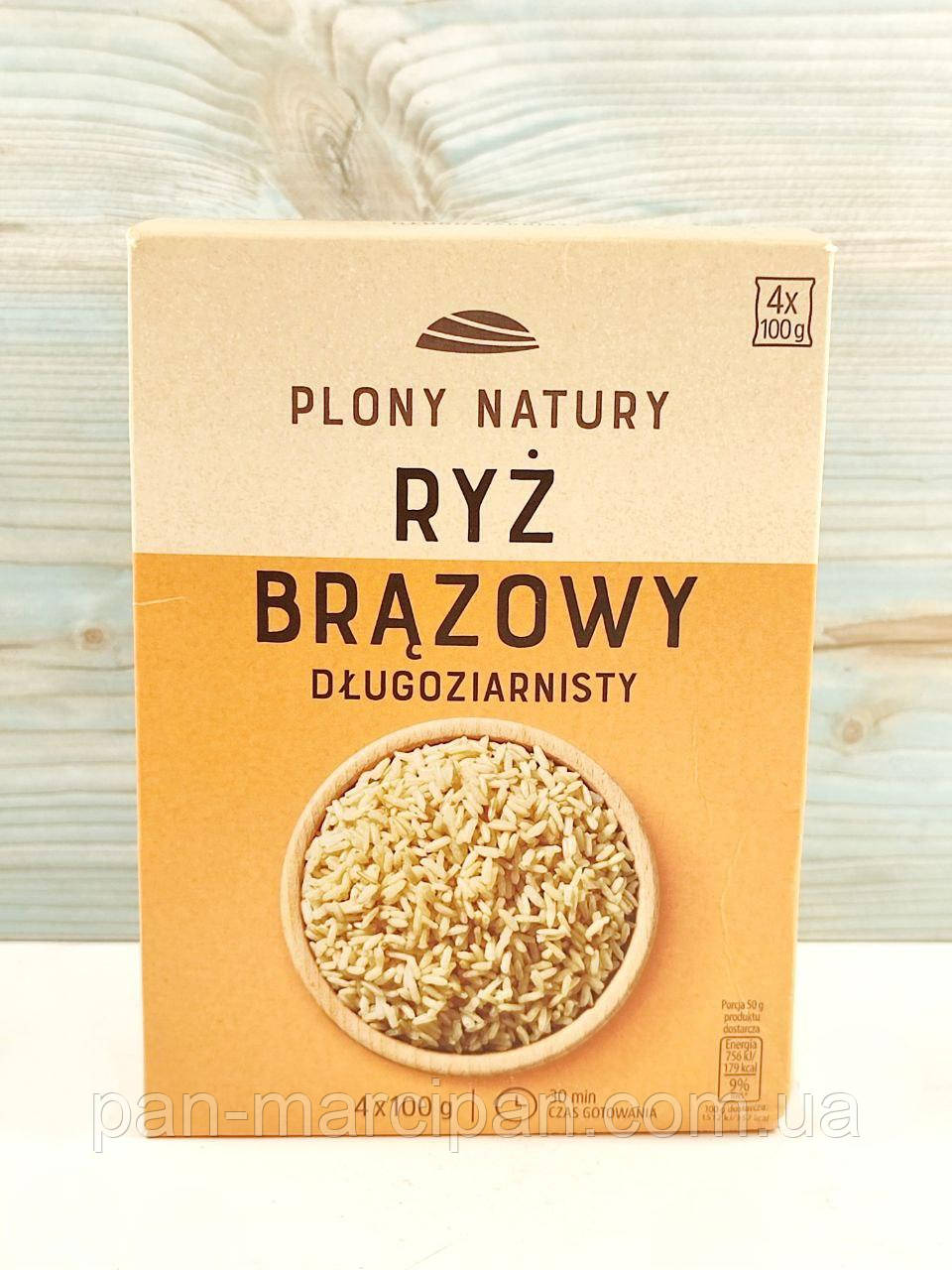 Рис коричневий довгозернистий Brazowy Plony Natury 400 г Польща, фото 1