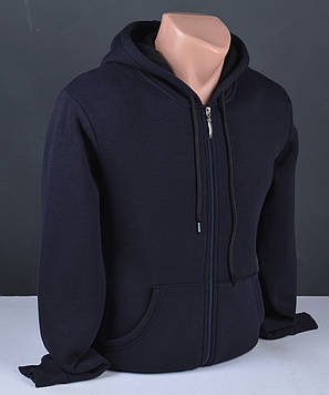 Чоловічий батник на блискавці з начосом великого розміру | Толстовка чоловіча на флісі синя Туреччина 6122 Б