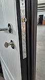 Двері вхідні металеві вуличні Канна МДФ Фарба двоколірна  RAL 8019/Біла текстура 850/950х2040х100 Ліве/Праве, фото 2