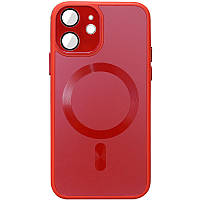 Чехол TPU+Glass Sapphire Midnight with MagSafe для Apple iPhone 12 (6.1") | Full Camera Красный / Red
