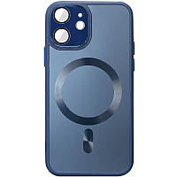 Чехол TPU+Glass Sapphire Midnight with MagSafe для Apple iPhone 12 (6.1") | Full Camera Синий / Deep navy