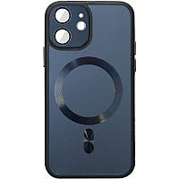 Чехол TPU+Glass Sapphire Midnight with MagSafe для Apple iPhone 12 (6.1") | Full Camera Черный / Black