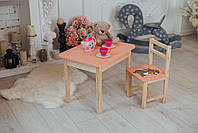 Стіл та стілець дитячий. Для навчання, малювання, гри. Стіл з ящиком і стільчик. Дитячий дерев'яний столик та стілець, фото 7