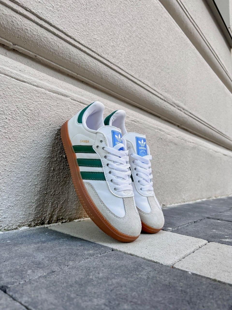 Кроссовки Adidas Samba белые, кроссовки адидас самба кожаные осенние ...