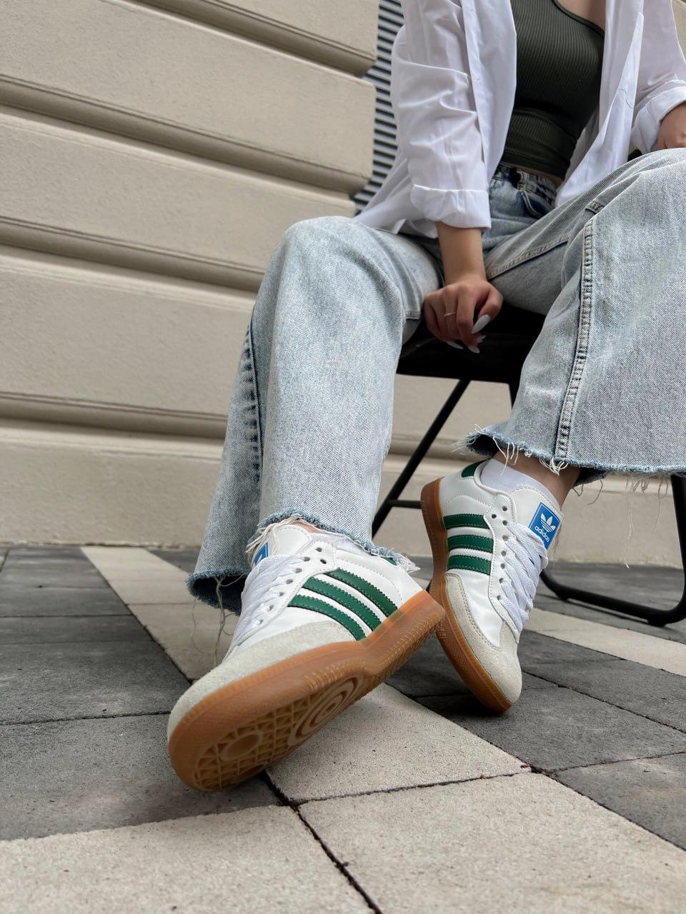 Кроссовки Adidas Samba белые, кроссовки адидас самба кожаные осенние ...