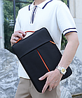 Сумка чохол для ноутбука чорна вертикальна до 14,1" чохол плоский для ноутбуку 13-14 дюймів чорний чохол під ноутбук, фото 3