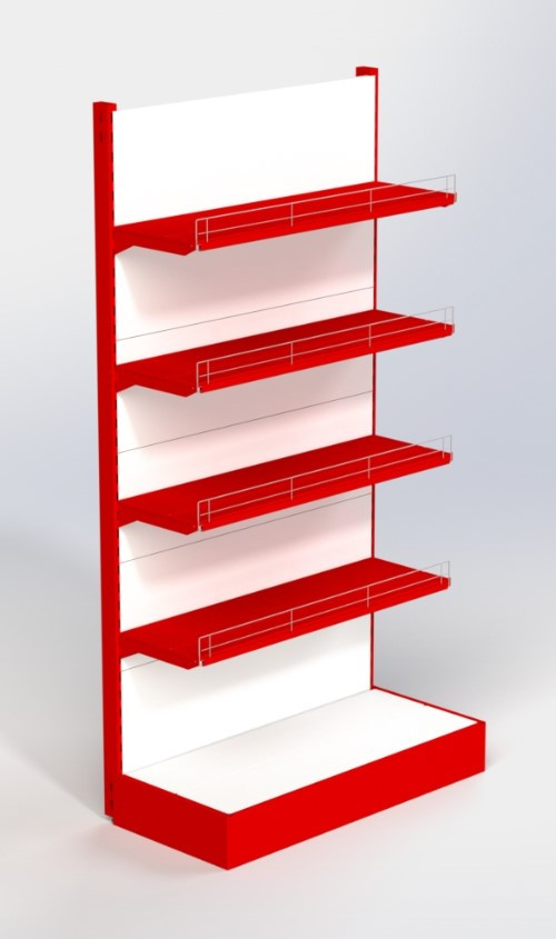 Стелаж 1970х900мм 4 полки 300мм торговий пристінний для магазину