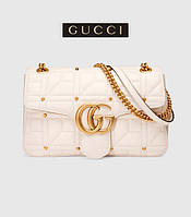 Gucci Marmont - жіноча стьобана сумочка кольору слонової кістки