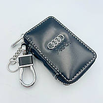 Ключниця шкіряна, брелок, кейс для ключів з логотипом AUDI (Ауді), фото 3