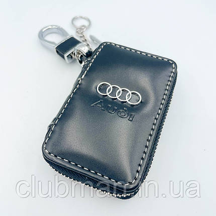 Ключниця шкіряна, брелок, кейс для ключів з логотипом AUDI (Ауді), фото 1