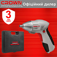 Аккумуляторная отвертка CROWN CT22023 BMC поворотная профессиональная 3,6V с подсветкой и набором бит в кейсе