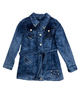 Утеплена дитяча джинсова куртка для дівчинки, зріст 116, 128, 134 см.