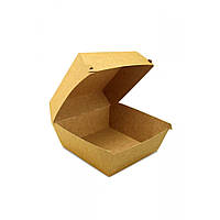 Коробка бумажная для бургера XL крафт/крафт 130х130х100 мм 100 штук