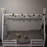 Біле ліжечко Будиночок Вігвам-2 дерев'яне 80х190 мм для дівчинки, фото 7