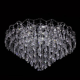 Кришталева люстра на 15 ламп з вбудованим LED підсвічуванням на пульті управління колір хром PM-E2247/15+15/CH/LED