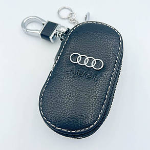 Ключниця шкіряна, брелок, кейс для ключів з логотипом AUDI (Ауді), фото 1