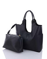 Велика жіноча сумка з косметичкою у 4-х кольорах. Чорний