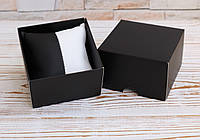 Черная самосборная коробка 85х85х55мм с чёрно-белой подушечкой для наручных часов и браслетов